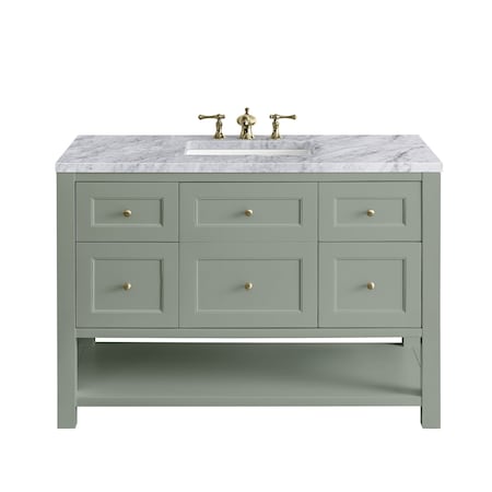 James Martin Vanities Breckenridge 48in Single Vanity, Smokey Celadon w/ 3 CM Carrara Marble Top 330-V48-SC-3CAR